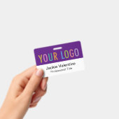 Paarse PVC Naam Badge Horizontale Logo Personeel I (Handheld)