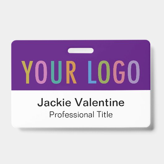 Paarse PVC Naam Badge Horizontale Logo Personeel I (Voorkant)