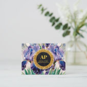 *~ PAARSE QR AP10 IRIS Flowers Goud Visitekaartje (Staand voorkant)