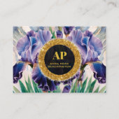 *~ PAARSE QR AP10 IRIS Flowers Goud Visitekaartje (Voorkant)
