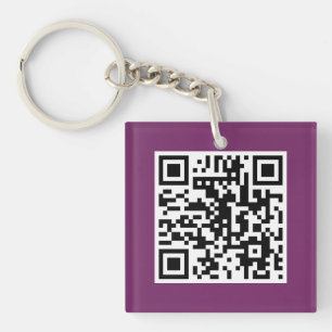 Paarse QR-CODE Aangepast Sleutelhanger
