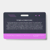 Paarse QR Code Foto ID Badge | bedrijfsmedewerker (Achterkant)