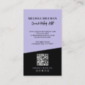 Paarse QR Code Foto Make-up Verticaal Visitekaartje (Achterkant)