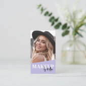 Paarse QR Code Foto Make-up Verticaal Visitekaartje (Staand voorkant)