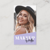 Paarse QR Code Foto Make-up Verticaal Visitekaartje (Voorkant)