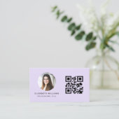 Paarse QR-code fotomonogram minimalistisch Visitekaartje (Staand voorkant)