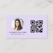 Paarse QR-code fotomonogram minimalistisch Visitekaartje (Voorkant)