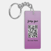 Paarse QR-code Logo Sleutelhanger Visitekaartje (Voorkant Links)