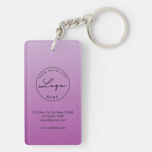 Paarse QR-code Logo Sleutelhanger Visitekaartje (achterkant)