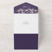 Paarse QR-code Mason Jars String Lights Weddenscha All In One Uitnodiging (Buitenkant)