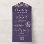 Paarse QR-code Metselwerkjampotjes Lichtslinger Br All In One Uitnodiging (Binnen)