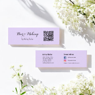 Paarse QR Code Schoonheid Make-up Artiest Mini Visitekaartje