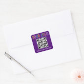 Paarse QR Code Sticker Custom Business Logo Square (Envelop)