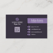 Paarse QR Code Visitekaartjes 23 Verpakking van 10 (Voorkant)