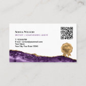 Paarse QR-code voor mobiele notaris- en leningteke Visitekaartje (Achterkant)