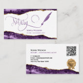 Paarse QR-code voor mobiele notaris- en leningteke Visitekaartje (Voorkant / Achterkant)