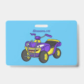 Paarse Quad fiets cartoon illustratie Badge (Achterkant)