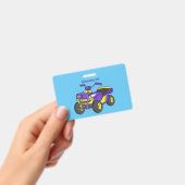 Paarse Quad fiets cartoon illustratie Badge (Handheld)