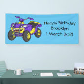 Paarse Quad fiets cartoon illustratie  Spandoek (Beurs)