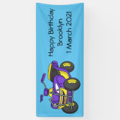 Paarse Quad fiets cartoon illustratie  Spandoek (Verticaal)