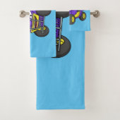 Paarse quad-fietsenafbeelding cartoon bad handdoek (Insitu)