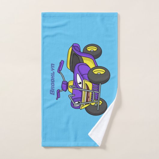 Paarse quad-fietsenafbeelding cartoon bad handdoek (Handdoek)