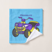 Paarse quad-fietsenafbeelding cartoon bad handdoek (Wasdoekje)