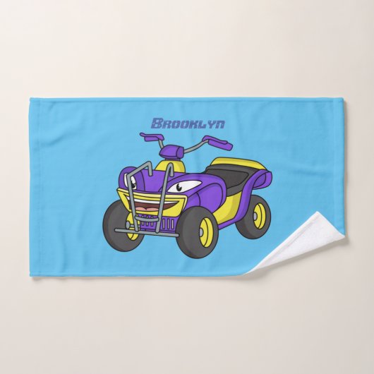 Paarse quad-fietsenafbeelding cartoon bad handdoek (Handdoek)