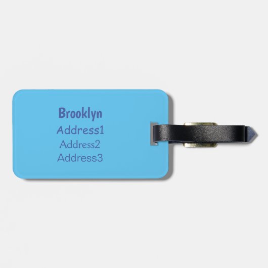 Paarse quad-fietsenafbeelding cartoon bagagelabel (Achterkant horizontaal)