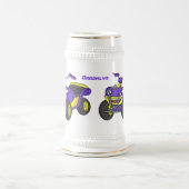 Paarse quad-fietsenafbeelding cartoon bierpul (Center)