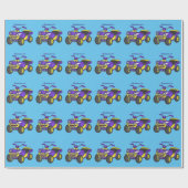 Paarse quad-fietsenafbeelding cartoon cadeaupapier (Vlak)