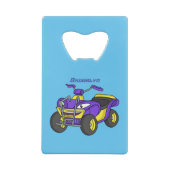 Paarse quad-fietsenafbeelding cartoon creditkaart flessenopener (Achterkant)