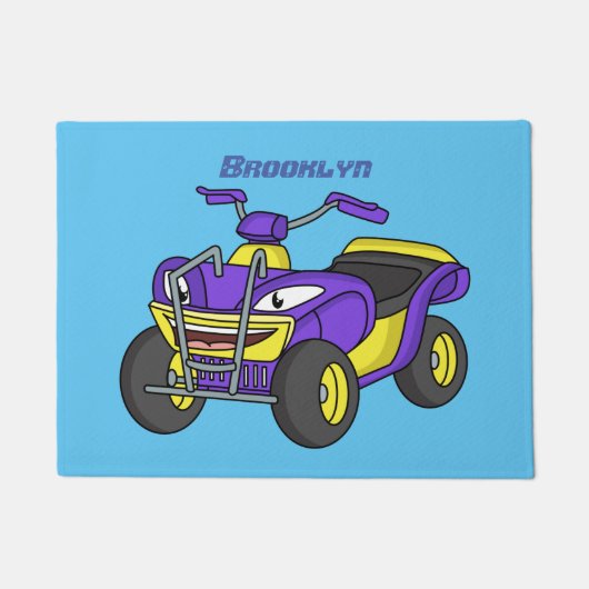 Paarse quad-fietsenafbeelding cartoon deurmat (Voorkant)