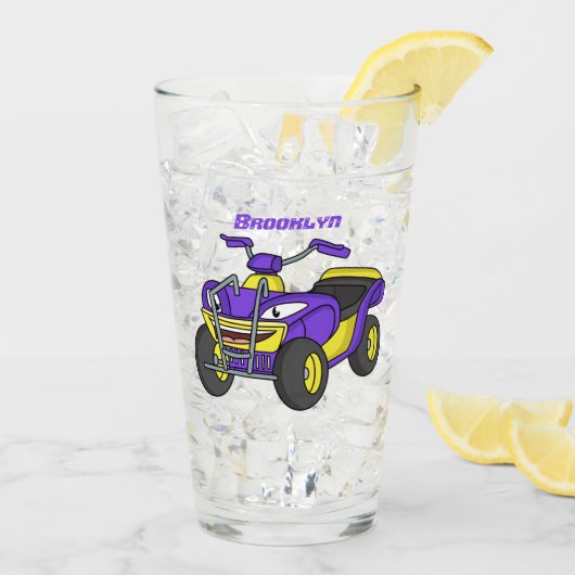Paarse quad-fietsenafbeelding cartoon glas (Achterkant ijs)