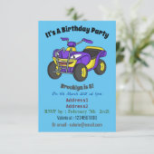 Paarse quad-fietsenafbeelding cartoon kaart (Staand voorkant)