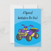 Paarse quad-fietsenafbeelding cartoon kaart (Achterkant)