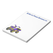 Paarse quad-fietsenafbeelding cartoon notitieblok (Linkerzijde)