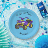 Paarse quad-fietsenafbeelding cartoon papieren bordje (Feest)
