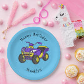 Paarse quad-fietsenafbeelding cartoon papieren bordje (Feest)