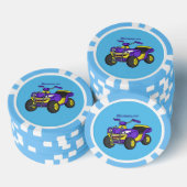 Paarse quad-fietsenafbeelding cartoon poker chips (Opstapeling)