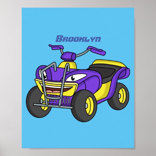 Paarse quad-fietsenafbeelding cartoon poster (Voorkant)