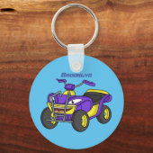 Paarse quad-fietsenafbeelding cartoon sleutelhanger (Voorkant)