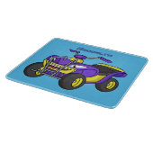 Paarse quad-fietsenafbeelding cartoon snijplank (Hoek)