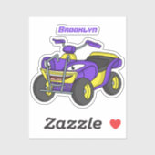 Paarse quad-fietsenafbeelding cartoon sticker (Vel)