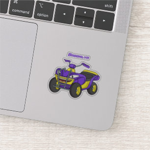 Paarse quad-fietsenafbeelding cartoon sticker