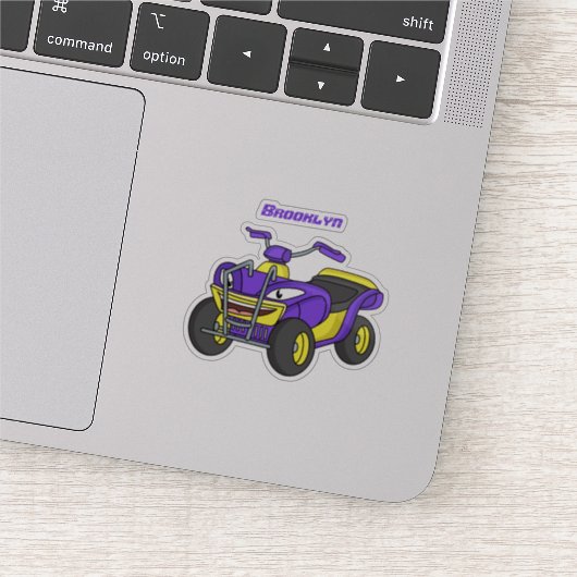Paarse quad-fietsenafbeelding cartoon sticker (Detail)