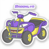 Paarse quad-fietsenafbeelding cartoon sticker (Voorkant)