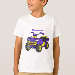 Paarse quad-fietsenafbeelding cartoon t-shirt