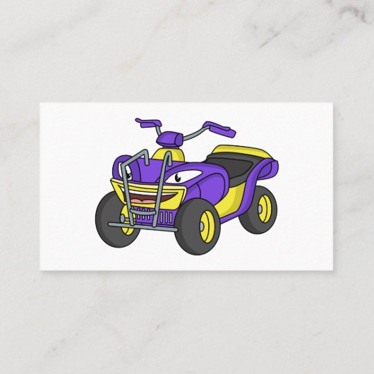 Paarse quad-fietsenafbeelding cartoon visitekaartje (Achterkant)