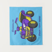 Paarse quad-fietsenafbeelding cartoon wandkleed (Voorkant)